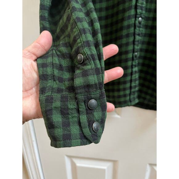 Filson Women’s Flaw Modal Wool Blend Green Black Plaid Button Down Shirt Small - Picture 6 of 14